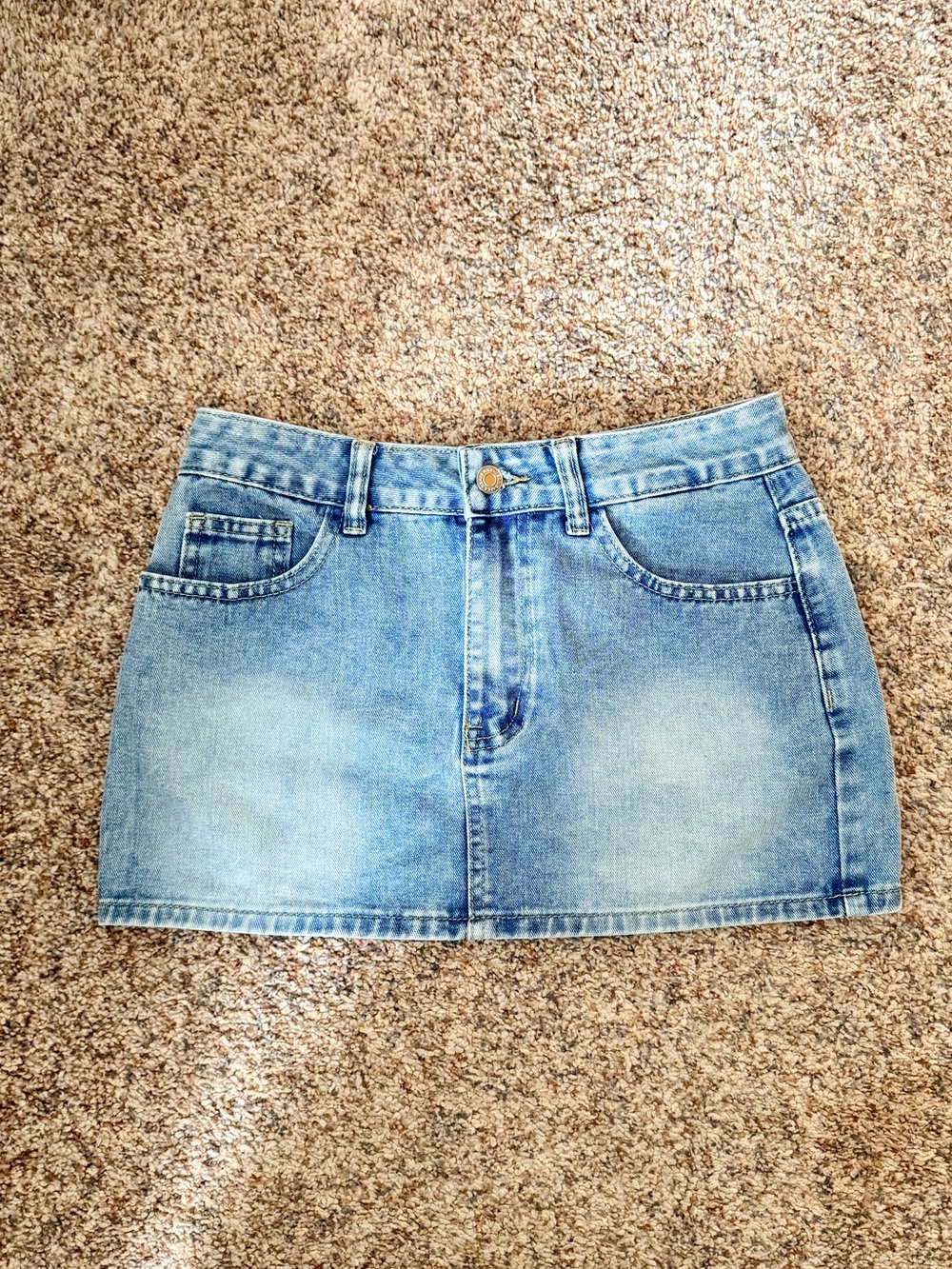 SHEIN Light Blue Denim Mini Skirt